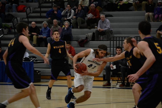 At times this season Dylan Sinnickson was a one-man show for the Panthers, even though his scoring slipped down the stretch. (Courtesy of Michael O'Hara/Middlebury Campus)