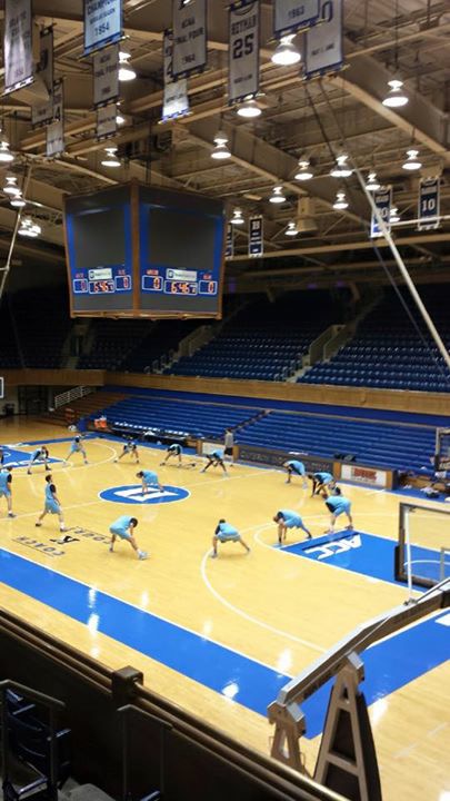The Camels practicing in the famous Cameron Indoor Stadium at Duke. 